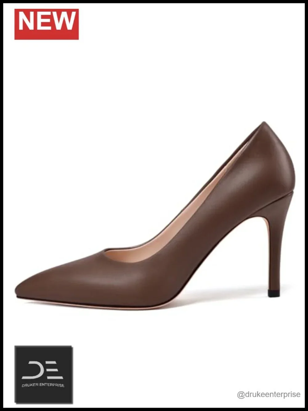 Faux Leather Pointed Toe High Heel Stiletto Pumps Slip-On 3.5 Inch
